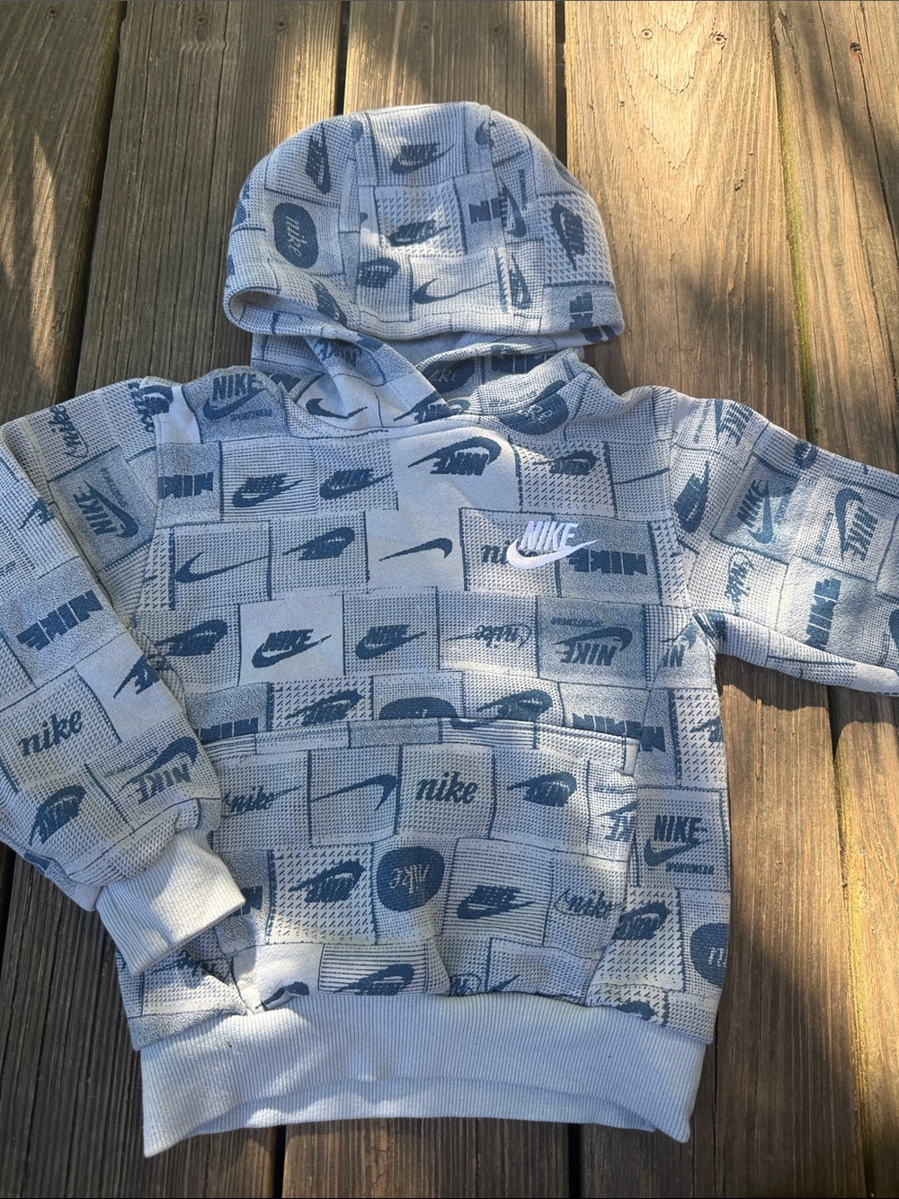 Nike Light Blue All-Over Logo Hoodie